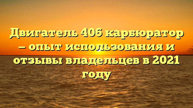 Двигатель 406 карбюратор — опыт использования и отзывы владельцев в 2021 году