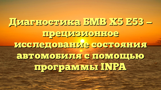 Диагностика БМВ Х5 Е53 — прецизионное исследование состояния автомобиля с помощью программы INPA