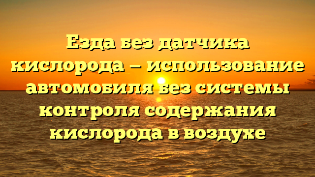 Езда без датчика кислорода — использование автомобиля без системы контроля содержания кислорода в воздухе