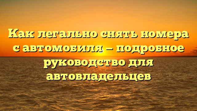 Как легально снять номера с автомобиля — подробное руководство для автовладельцев