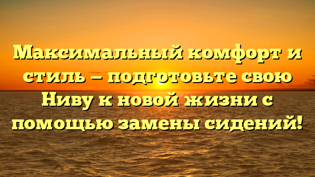 Максимальный комфорт и стиль — подготовьте свою Ниву к новой жизни с помощью замены сидений!