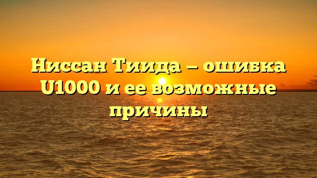 Ниссан Тиида — ошибка U1000 и ее возможные причины