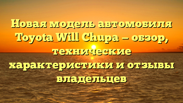 Новая модель автомобиля Toyota Will Chupa — обзор, технические характеристики и отзывы владельцев