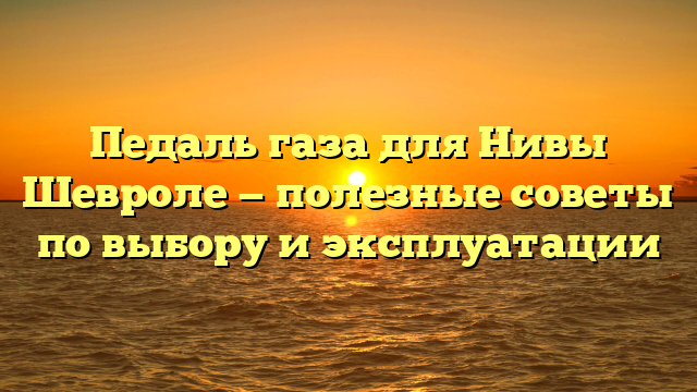 Педаль газа для Нивы Шевроле — полезные советы по выбору и эксплуатации