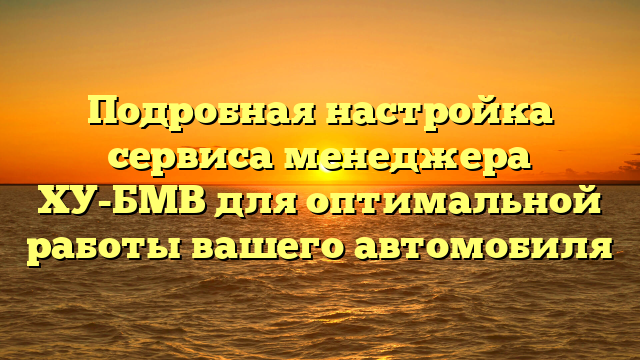 Подробная настройка сервиса менеджера ХУ-БМВ для оптимальной работы вашего автомобиля