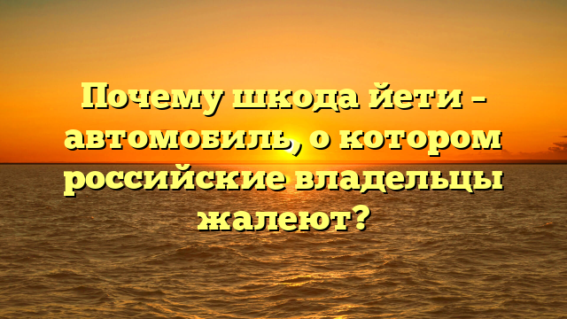 Почему шкода йети – автомобиль, о котором российские владельцы жалеют?