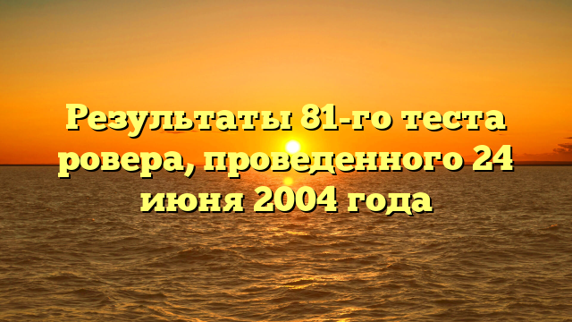 Результаты 81-го теста ровера, проведенного 24 июня 2004 года