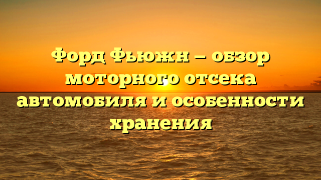 Форд Фьюжн — обзор моторного отсека автомобиля и особенности хранения