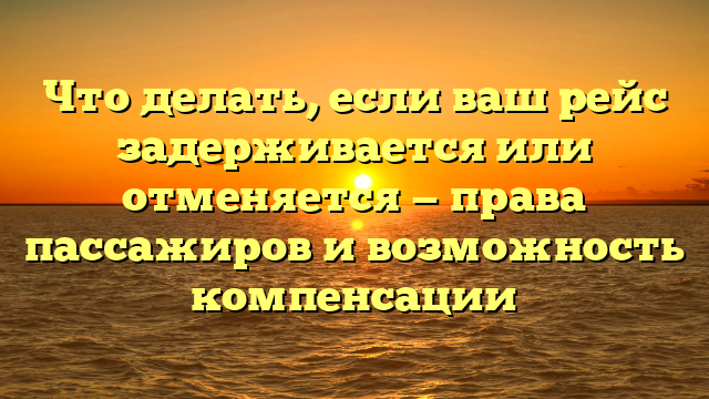 Что делать, если ваш рейс задерживается или отменяется — права пассажиров и возможность компенсации