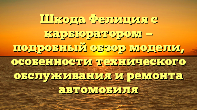 Шкода Фелиция с карбюратором — подробный обзор модели, особенности технического обслуживания и ремонта автомобиля