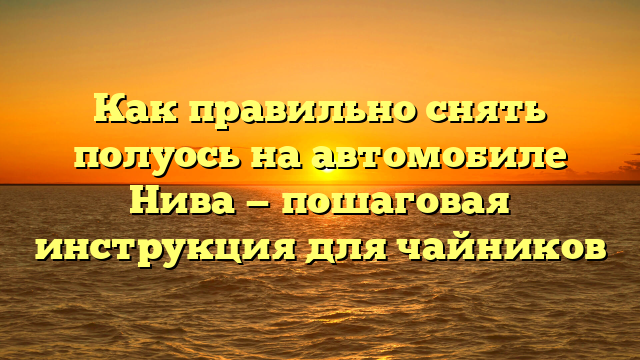 Как правильно снять полуось на автомобиле Нива — пошаговая инструкция для чайников